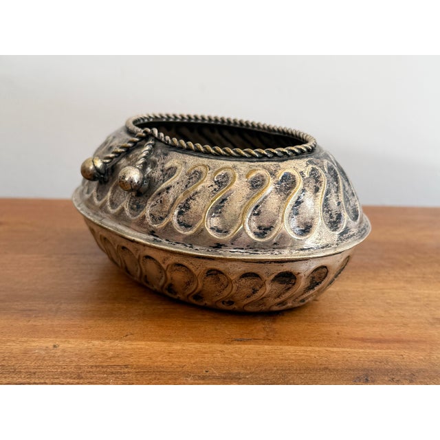 1980s Silverplate Miniature Planter Cachepot With Rope Trim For Sale - Image 4 of 7