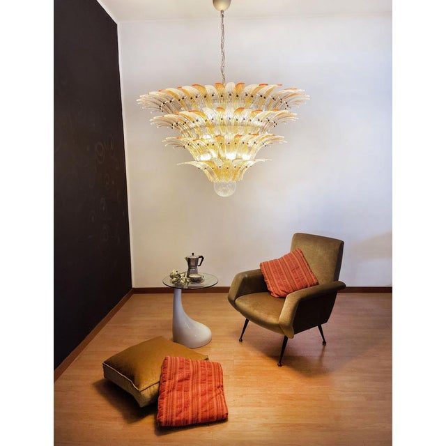1990s Palmette Ceiling Light in Amber and Trasparent Glasses, 1990 For Sale - Image 5 of 18