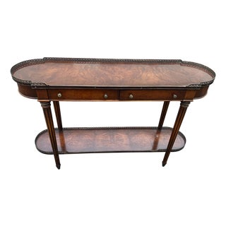 Late 20th Century Oval Console Gallery Top Theo Alexander Style For Sale