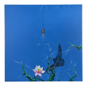Original Acrylic Painting on Canvas: Butterfly Love Flower Series. "Brave Date"