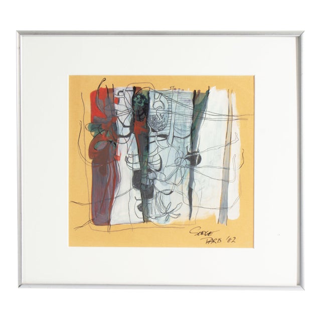 1962 Abstract Mixed Media Painting by Walter Sorge For Sale