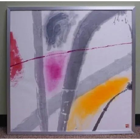 Abstract "Line and Colors II" Vintage Modern Abstract Print by Rie Tabata For Sale - Image 3 of 3