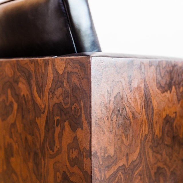 1970s Warren Platner Attributed Cube Lounge Chairs in Walnut Burl For Sale - Image 11 of 15