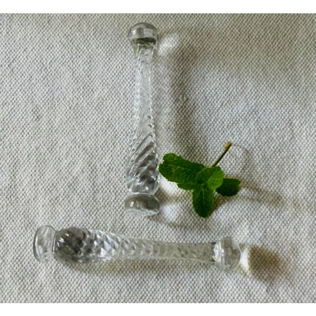 Transparent 1930s Art Deco Cambridge Glass Cocktail Muddlers, Crystal Barware Pair, Nantucket Estate For Sale - Image 8 of 9