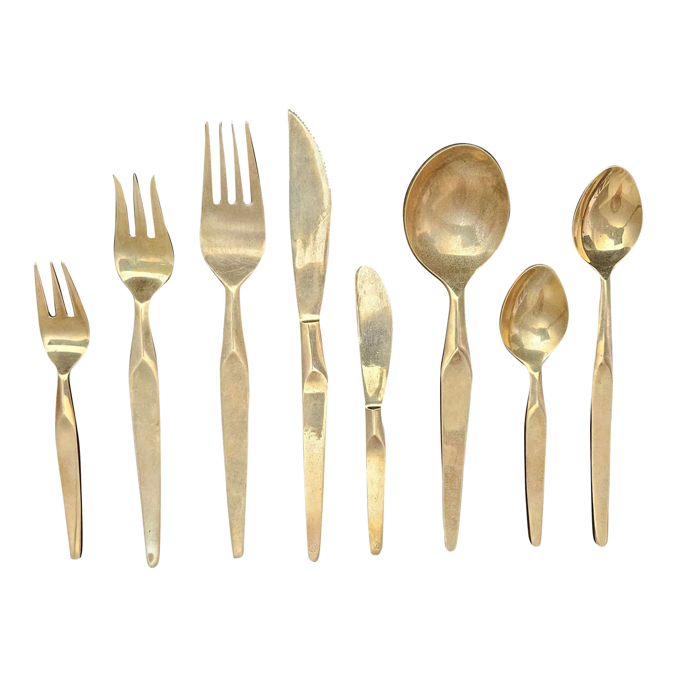 Couverts Vintage 18 Pièces – Nickel Et Bronze Doré, Service à Dessert