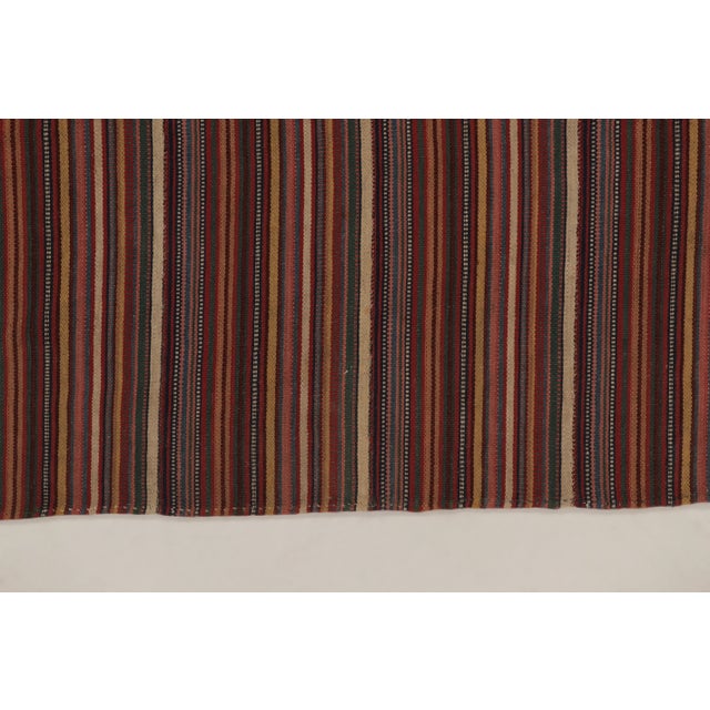 Rug & Kilim Rug & Kilim’s Contemporary Square Flatweave Rug With Variegated Stripes For Sale - Image 4 of 10