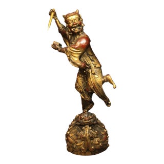 Gilded Bronze Kui Xing Statue, God of Literature For Sale