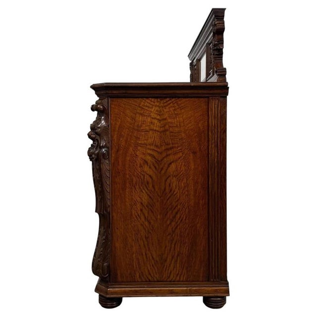 19th Century English Pollard Oak Sideboard with Bevelled Mirror For Sale - Image 11 of 15