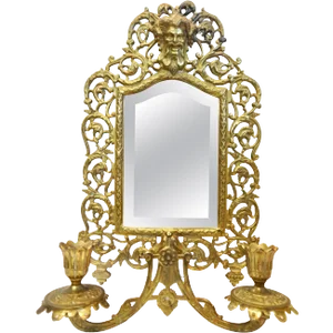 Bradley & Hubbard Co. Brass Beveled Mirror With Sconces