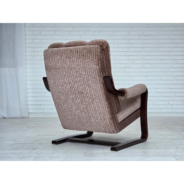 Brown Vintage Danish Lounge Chair in Light Brown Furniture Corduroy, 1970s For Sale - Image 8 of 18