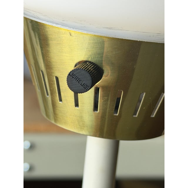 Vintage Gerald Thurston for Lightolier Scandia Brass Milk Glass Table Lamp For Sale - Image 11 of 11