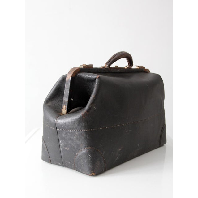 Antique Black Leather Doctor's Bag For Sale - Image 12 of 12