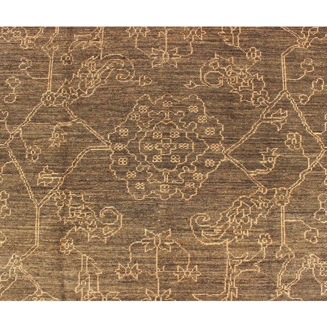 2010s Fine Transitional Rug With Stylized Geometric Motifs in Brown and Light Tan For Sale - Image 5 of 8