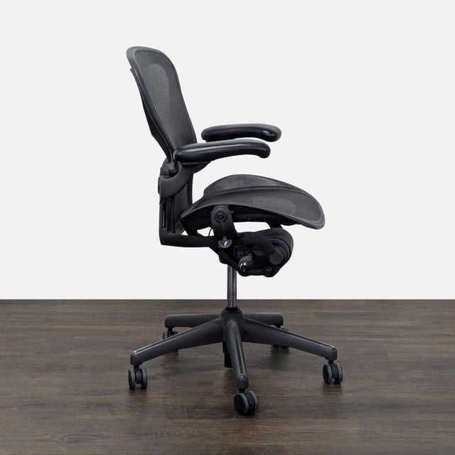 Modern Herman Miller Aeron Size B Ergonomic Office Chair - Adjustable, Black Mesh For Sale - Image 3 of 8