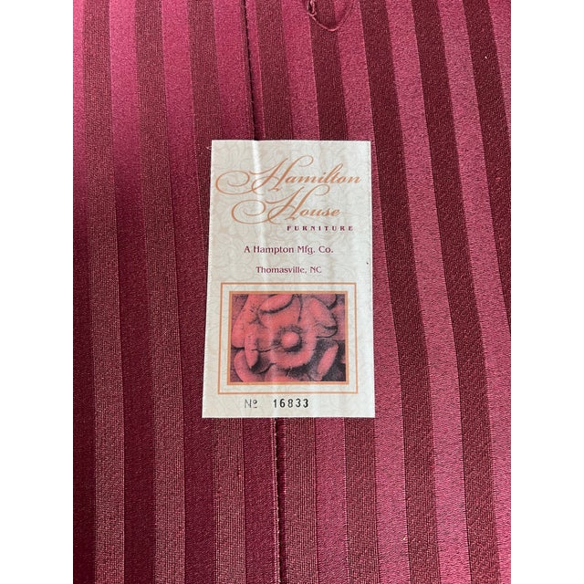 Wood Vintage Pair Burgandy Wing Back Chairs by Hamilton House For Sale - Image 7 of 8