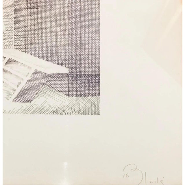 Modern Jean Blailé, The Camp, Pencil on Paper, 1978 For Sale - Image 3 of 7