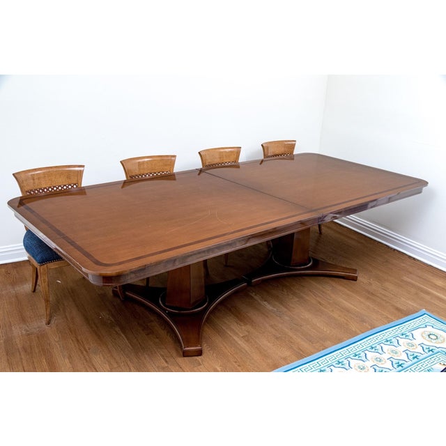 Nancy Corzine Vintage Attributed to Nancy Corzine Double Pedestal Dining Table For Sale - Image 4 of 12