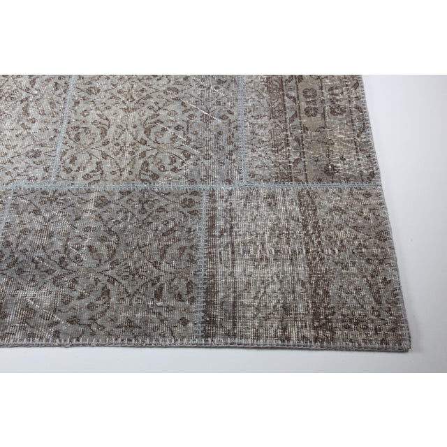 Mid-Century Modern Authentic Vintage Turkish Patchwork Rug From Handwoven Wool -5' 8'' X 7' 8'' For Sale - Image 3 of 8