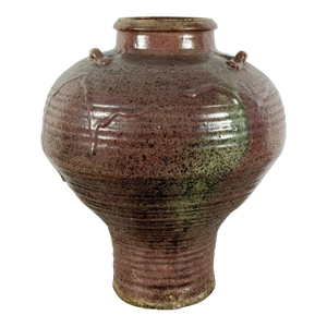 Large 19th Century Antique Chinese Martaban Storage Jar - "Frogskin" Ash Glaze Stoneware