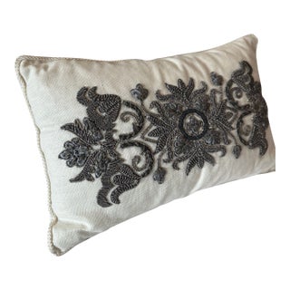 Oversized Ankasa Embroidered Euro Pillows With Coordinating Lumbar – Set of 3 For Sale