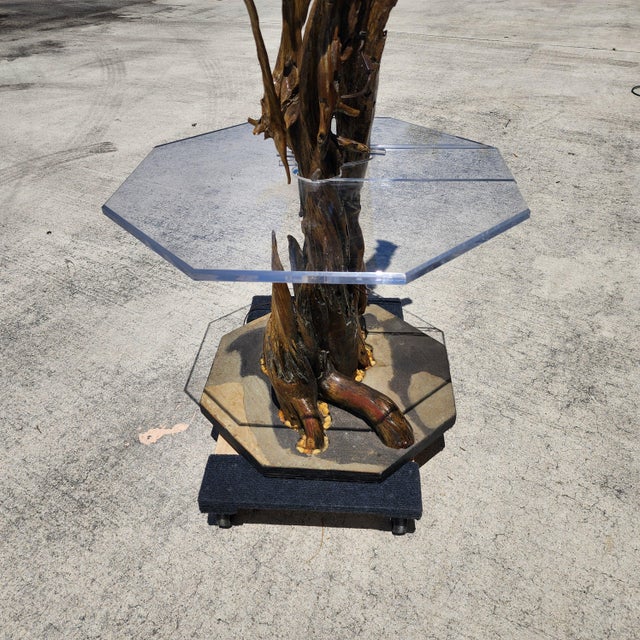 Monumental Driftwood Floor Lamp With Table For Sale - Image 11 of 12