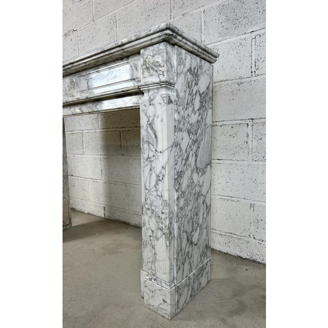 Louis XVI White Marble Chimney, 1890s For Sale - Image 9 of 17