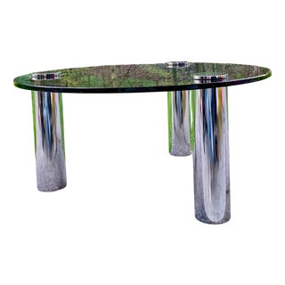 Space Age Sofa Table in Chrome and Smoked Glass, 1970s For Sale