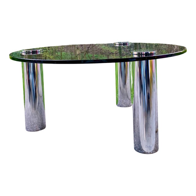 Space Age Sofa Table in Chrome and Smoked Glass, 1970s For Sale