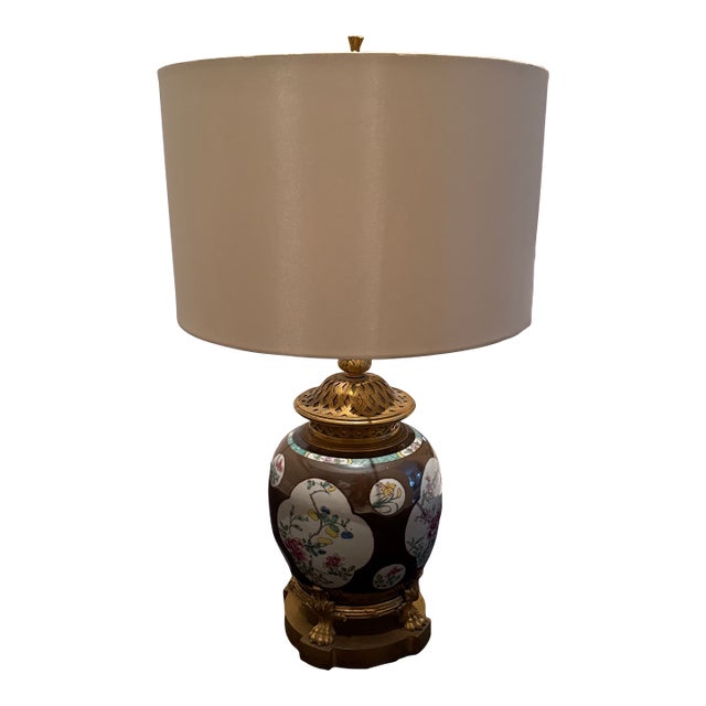 Chinese 18th Century Chinese Porcelain Lamp Mounted in Gilded Bronze. Impeccable Condition For Sale