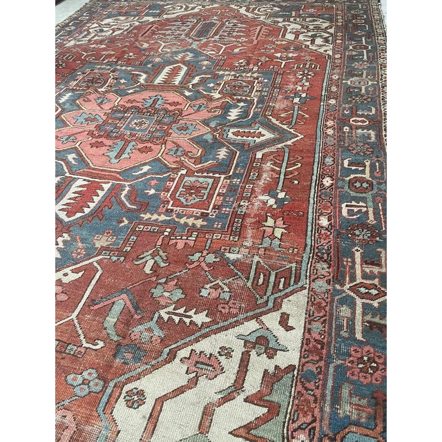 Persian Antique Heriz-Serapi European Sized Old World Art Rug For Sale - Image 3 of 15