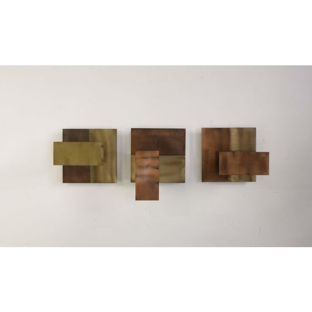 Metal Brutalist Wall Candleholders in Metal, 1970s, Set of 3 For Sale - Image 7 of 7