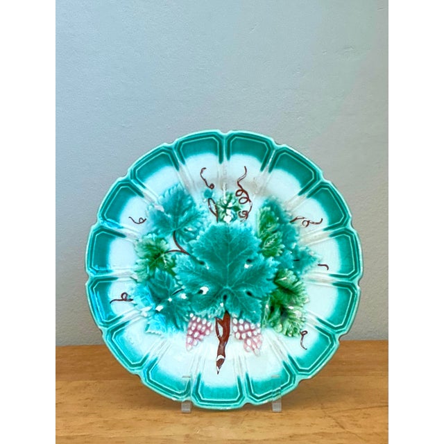 Victorian Vintage Majolica Maple Leaf Plate For Sale - Image 3 of 6