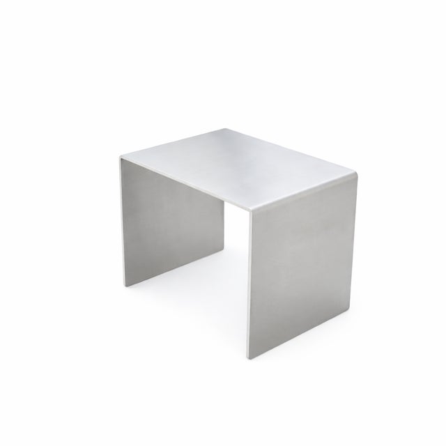 Brushed Aluminum Side Table by Veliento For Sale - Image 16 of 16