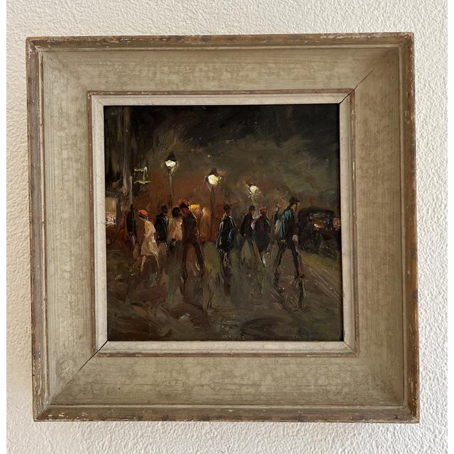 Adolfo Carducci, Promenade sous les réverbères, Oil on Wood, Framed For Sale - Image 11 of 11