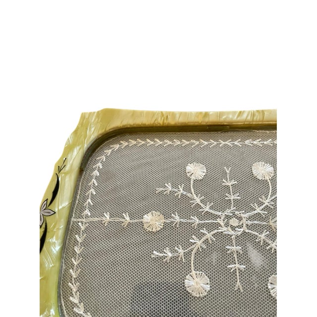 Lovely Art Deco-style vintage vanity tray from the 1920's or 30s. The top edges are made from yellow luster celluloid and...