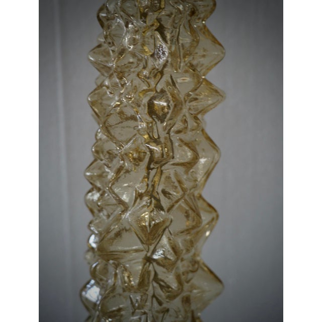 Metal Mid-Century Murano Art Glass Amber Color and Brass Table Lamp For Sale - Image 7 of 9