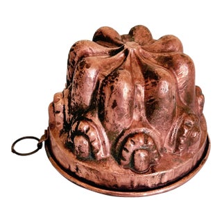 Antique German Copper Kugelhopf Pan For Sale