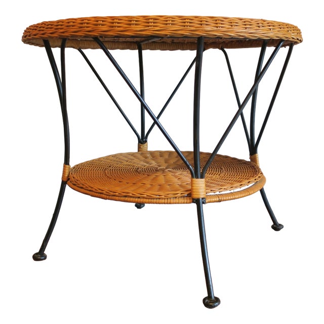 Two-Level Coffee Table in Bamboo and Iron, 1960s For Sale