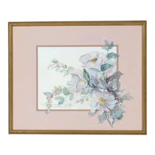 20th Century Watercolor on Paper Painting, Bouquet of White Camellias For Sale