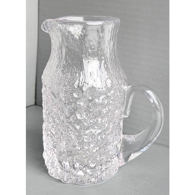 1960s Whitefriars Glassworks Ice Glacier Textured Glass Small Pitcher Designed by Geoffrey Baxter For Sale In Miami - Image 6 of 11