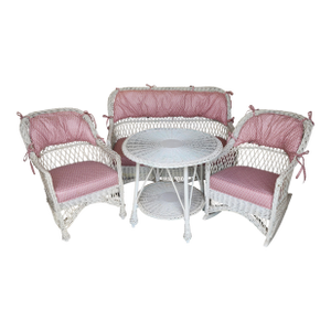 Antique Bar Harbor Wicker 4-Piece Set - In the Manner of Heywood Wakefield