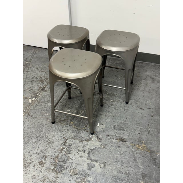 Restoration Hardware Restoration Hardware Remy Backless Counter Stools, Set of Three For Sale - Image 4 of 12