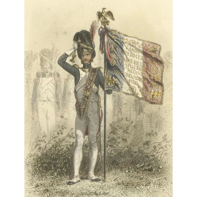 Black After Raffet, Napoleonic Foot Grenadiers Chasseur, Grenadier, and Flag Bearer, 1859, Print For Sale - Image 8 of 11