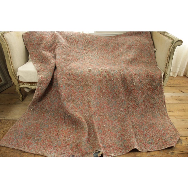 Antique French Faded Floral Boutis Quilt Chairish