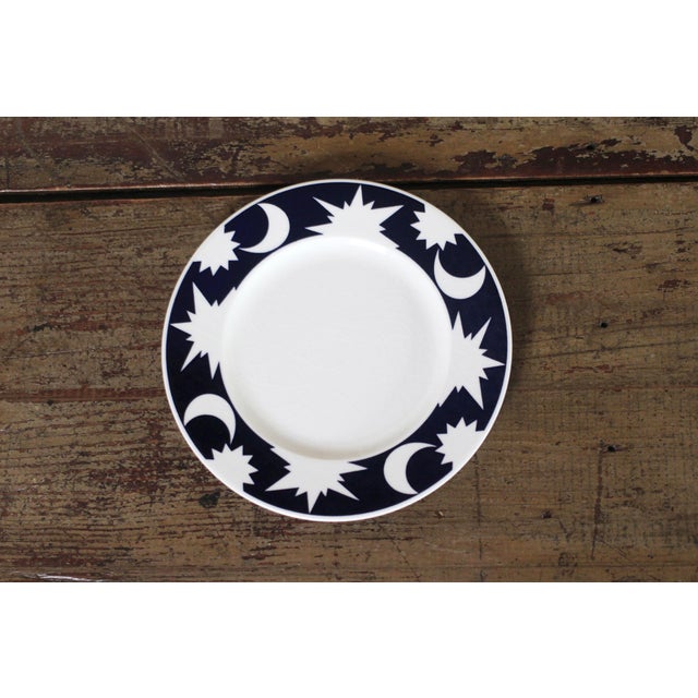 Pagnossin Ironstone Set of 4 Cobalt Blue With Stars and Moons Salad Plates For Sale - Image 9 of 11