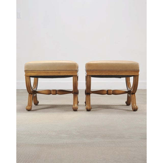 Pair of Michael Taylor Neoclassical Curule d'Orsay Ottoman Benches For Sale In Sacramento - Image 6 of 18
