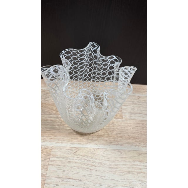 Fulvio Bianconi/Paolo Venini for Murano Large Fazzoletto Art Glass Vase For Sale - Image 11 of 11