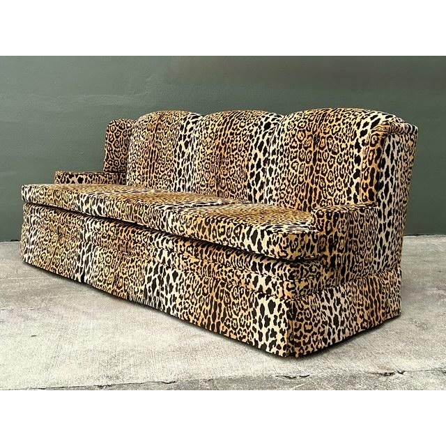 Vintage Monumental Leopard Velvet Sofa For Sale - Image 4 of 12