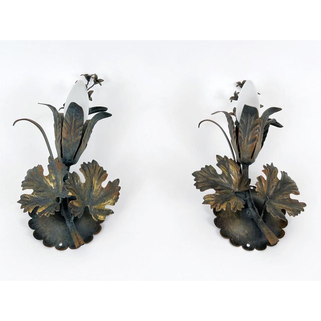 Mid-Century Modern Vine Leaves Sconces from Honsel Leuchten, Germany, 1970s, Set of 2 For Sale - Image 3 of 18