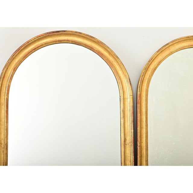 French Pair of 19th Century Arched Gilt Mirrors For Sale In Baton Rouge - Image 6 of 12
